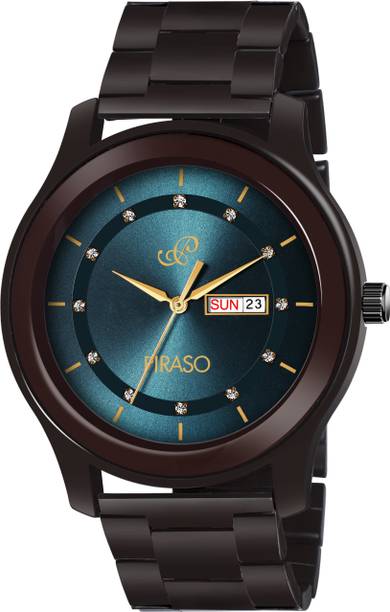 PIRASO D&D C22 BLUE NEW LATEST STUNNING BLUE DIAL WITH BROWN CHAIN DAY AND DATE DISPLAY WATCH FOR BOYS Analog Watch – For Boys
