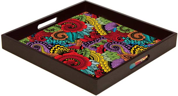 paper pebbles Design Premium Wooden Serving Tray for Home and Office Design Square Tray Tray
