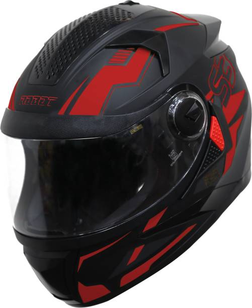 Steelbird SBH-17 Terminator Full Face Graphic Helmet in Matt Black Red Motorbike Helmet