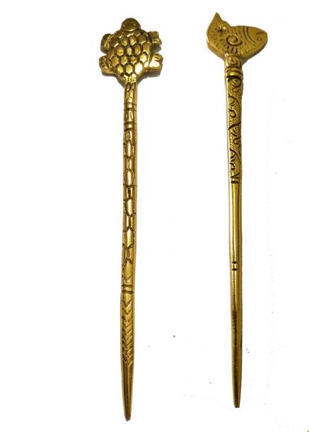 salvusappsolutions Beautiful oxidised Metal Work Golden Hair Stick for Girls-Set of 2, Juda Stick for Women, Juda Pin Bun Stick