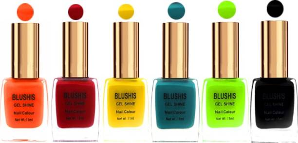 BLUSHIS Gel Shine Nail Color (11m) Red,candy orange,Blue The france,Corn Yellow,Lime,Black