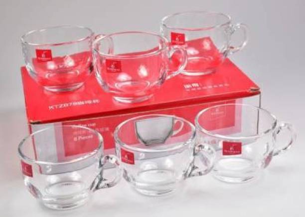 kriyash Pack of 6 Glass small green tea cup glass