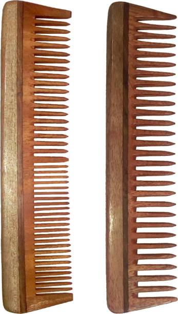 Ginni Marketing Combo of 2 Neem Wooden Comb