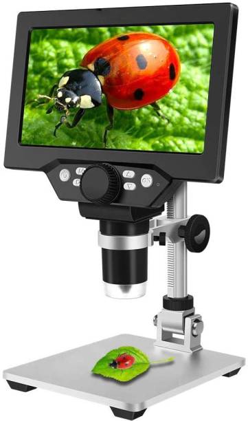 microware G1200 Digital Microscope 7 Inch Large Color Screen Large Base LCD Display 12MP 1-1200X Continuous Amplification Magnifier with Aluminum Alloy Stand Objective Microscope Lens