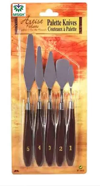 PLANFIX Painting Knives of Various Sizes & Shapes 5 Paint Wells Palettes