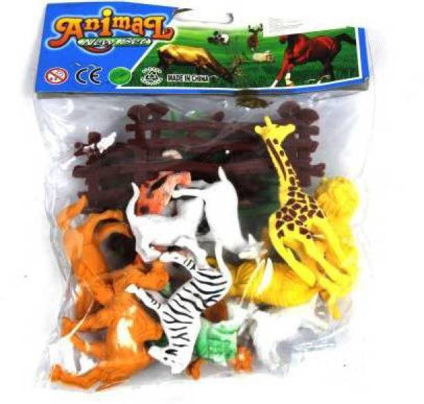 3 Jokers Mini Jungle Animal Toys Figure Playing Set for Kids (Pack of 12)