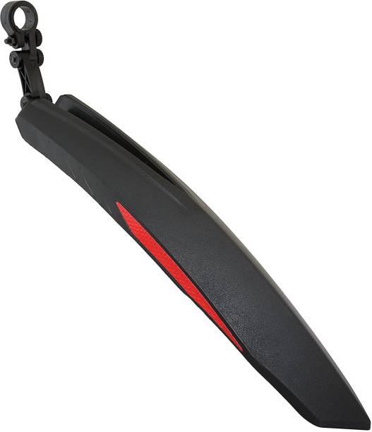 ABC AMOL BICYCLE COMPONENTS Rear Mudguard with Reflective Tape and Plastic Clamp ,Color Red Black Full Length Rear Fender