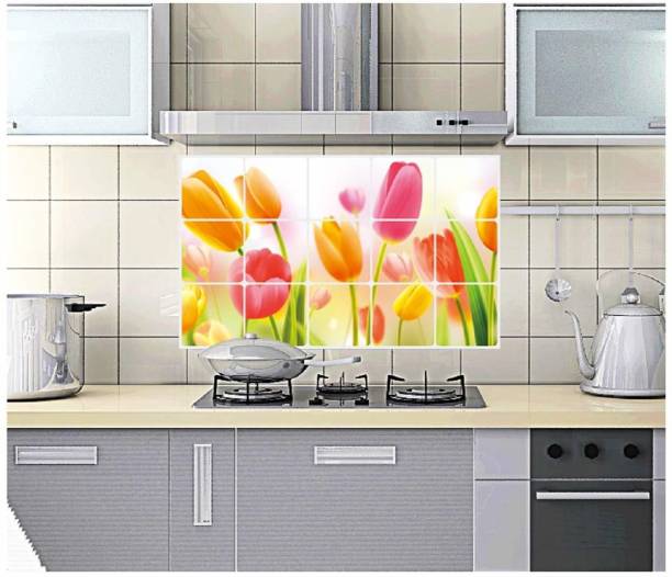 KAAF Wall Sticker (60cmx90cm) Kitchen Oil Proof Decal Sticker Heat-Resistant Waterproof Tile Wall Self-Adhesive Stickers (Lilly) Large Self Adhesive Sticker