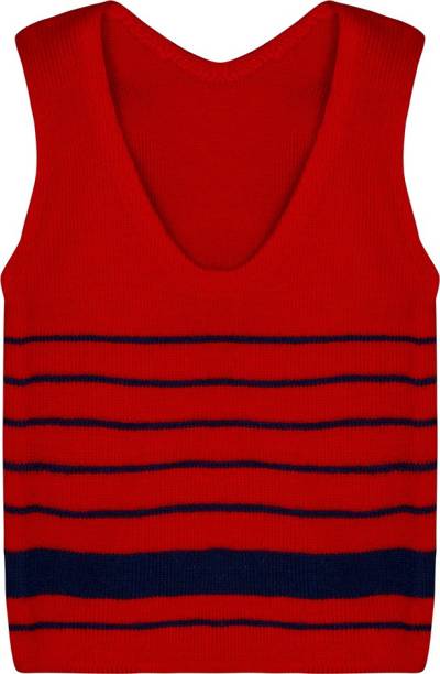 The Sandbox Clothing Co Striped V Neck Casual Baby Boys & Baby Girls Red Sweater