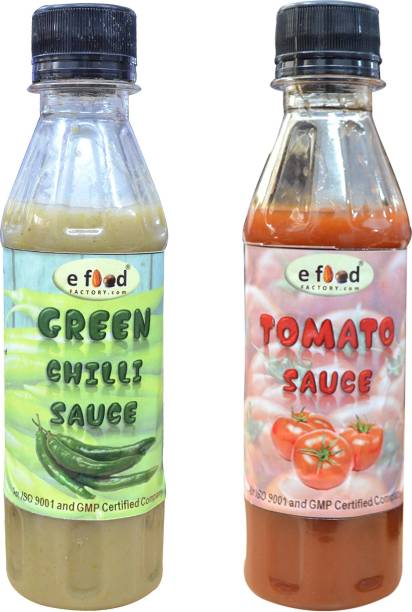E Food Factory Green Chilli Sauce & Tomato Sauce 200 g Pack of 2 Sauces
