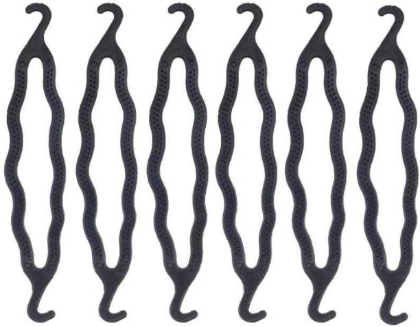 PS Creation 6 PCS Black Plastic Hair Styling Tool Donut Bun Former Maker Hairdressing Accessories Hair Curler Hair Twist Braid For Women Girls Bun