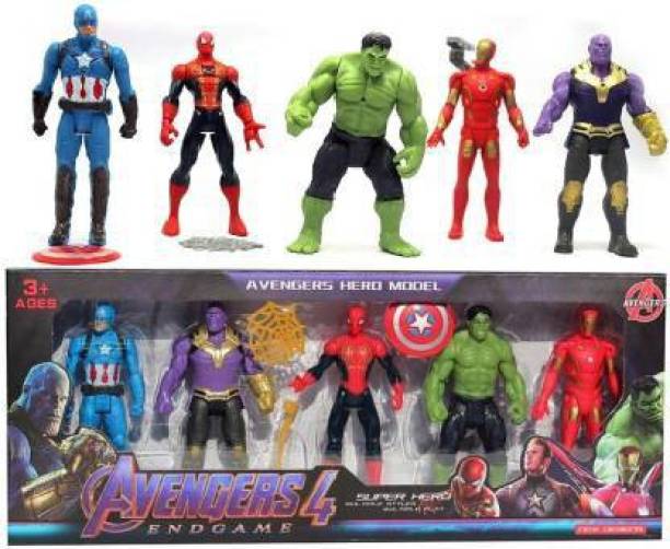 INFINITE POCKET Avengers Endgame Action Figure of 5 Super Heroes Captain America , Iron man , Spiderman , Hulk and Thanos Action Figure