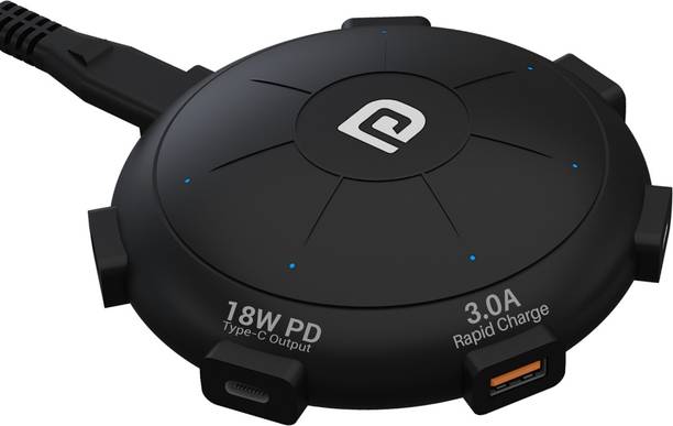 Portronics 60 W 12 A Mobile POR-1094 UFO PRO 6 Ports 60W Charging Station with PD + QC Output Charger with Detachable Cable