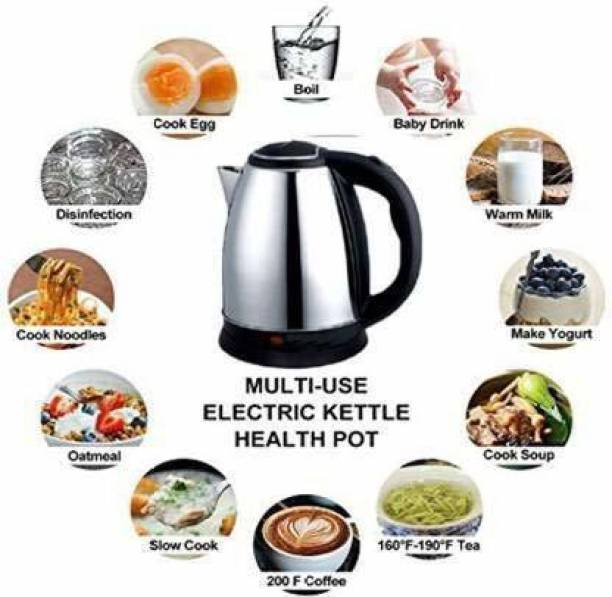 DN BROTHERS Electric Tea Kettle, Water Boiler & Heater, 2 L, Auto-Shutoff and Boil-Dry Protection, Stainless Steel 12 Cups Coffee Maker