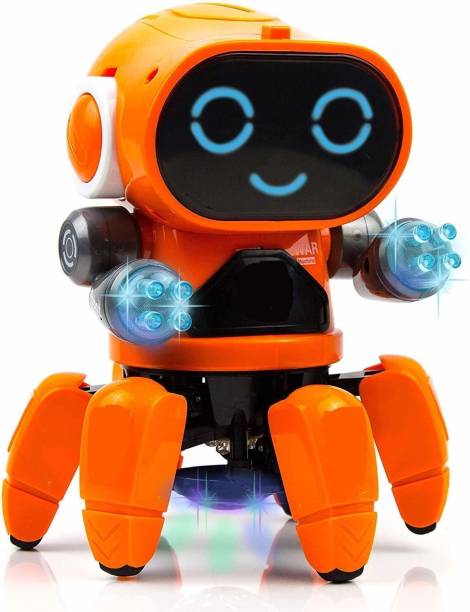 mega star Bot Robot Pioneer Colorful Lights and Music | All Direction Movement | Dancing Robot Toys for Boys and Girls | (Orange)