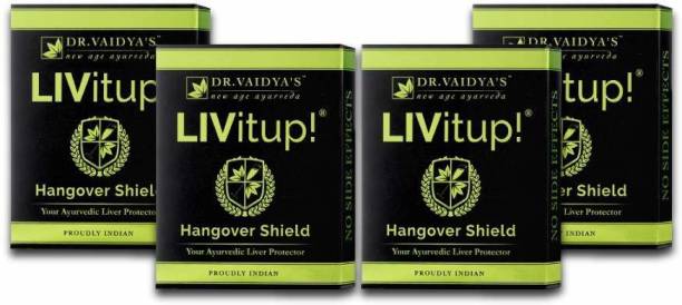 Dr. Vaidya's LIVitup Capsules - Natural Hangover Shield - Pack of 4
