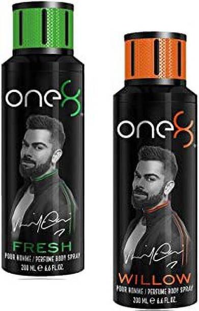 one8 by Virat Kohli One8 Fresh + Willow Deodorant – 2Pcs QF02 Deodorant Spray  -  For Men