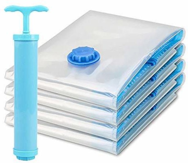 Vacuum Storage Bags Gunel Reusable Transparent Space Saver Bags Blue Vacuum Seal Compression Bag for Storing Clothes Plush Toys Home Textiles&Travel Packing 