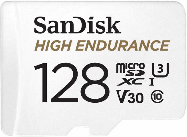 SanDisk High Endurance Card microSDXC card with Adapter For dash cams and home security cameras 128 GB MicroSDXC Class 10 100 MB/s  Memory Card