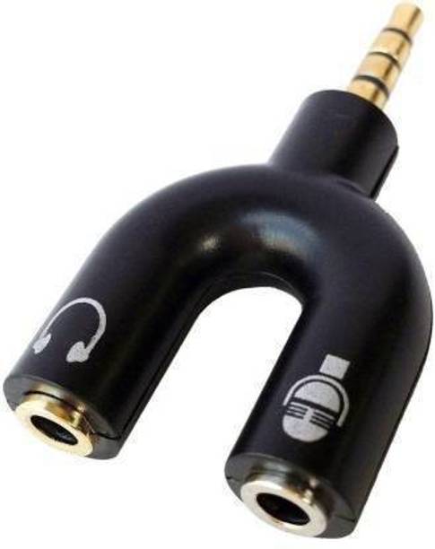 Top Headset Jack cheap price 5stars Flipkart in India 45 GO SHOPS 3 Pin 3.5mm U Shape Stereo Jack Audio Headset Connector Adapter Headphone Splitter 0.05 m AUX Cable