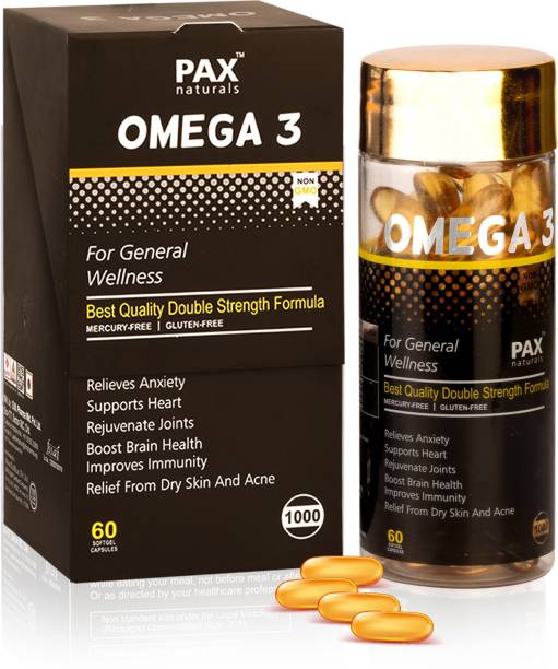 paxnaturals Fish Oil Fatty Acids 1000mg with EPA330, DHA220 & 600mg for Men & Women