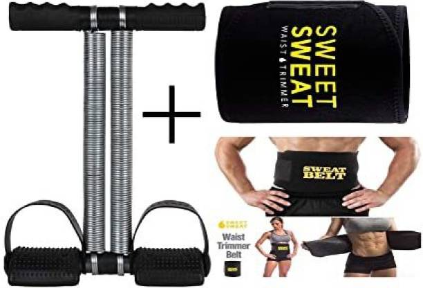 AJRO DEAL DOUBLE SPRING AB EXERCISER TUMMY TRIMMER & SWEAT BELT COMBO Gym & Fitness Kit Gym & Fitness Kit