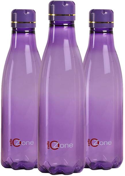 cello Ozone Plastic Water Bottle, Set of 3, 1000 ml,Violet 1000 ml Bottle