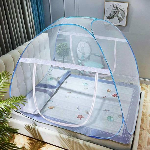 SunHeart Hubs HDPE - High Density Poly Ethylene Adults Washable Foldable Mosquito Net Flexible for Double Bed,King Size Bed, Queen Size Bed with 2 Window Zip Door- for Baby and Adult Protection Mosquito Net