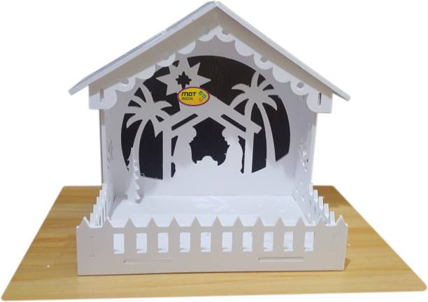 MDT India Holy Crib for Christmas Decoration Foldable 28.5 cm Height Xmas Stable Pulkoodu Kudil (MDF_S) Separate Pieces 28.5 cm Pack of 1