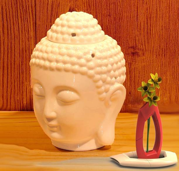 ShikharRetails Buddha Head Diffuser Ceramic Tealight Holder