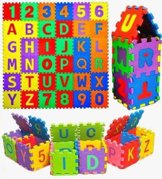 Kiddie Castle 36 Tiles Kids Puzzle Mats ABCD (Multicolor)
