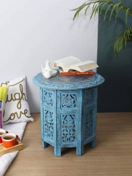 Decorhand Wooden Handcrafted Carved Solid Folding Coffee Table Solid Wood Side Table Solid Wood Side Table