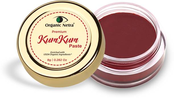 Organic Netra USDA Certified Organic Sindoor / KumKum Paste - 100% Chemical Free, All Natural, No Lead, No Mercury, No Parabens, Water Resistant Sindoor, KumKum