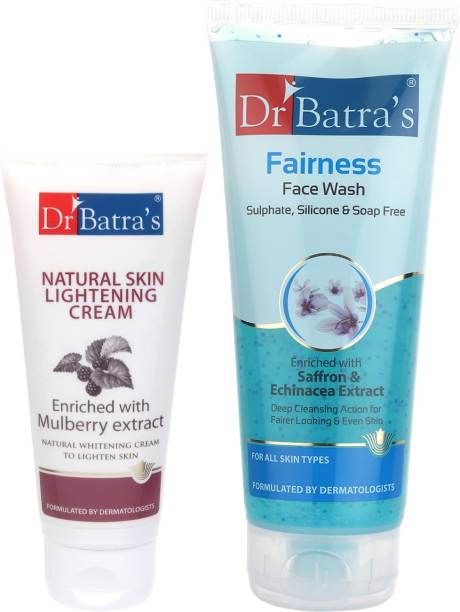 Dr Batra's Natural Skin Lightening Cream - 100 gm. And Fairness Face Wash 200 gm (Pack of 2 Men and Women)