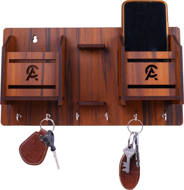 Arsh Craft Double Mobile and Pen Stand Wood Key Holder