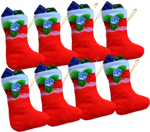 ME&YOU Christmas stocking, Christmas Decorative Hanging Socks Red and White Color with star decorative (Pack 8) Christmas Stocking