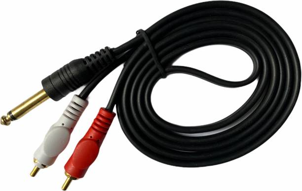 Upix Stereo Audio Cable 1.3 m Prime Quality 6.35mm Jack to 2RCA Audio Cable (Male to Male) 1.5 Yards - Connects Home Theatre, DVD, Speaker, Headphone, Mixer, Amplifier, Guitar, Karaoke System