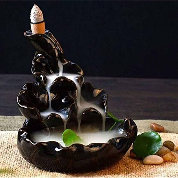 AAPUTRI Handcrafted Backflow Smoke Fountain Incense Holder Home Decorative Showpiece Items with 10 Free Incense Holder Polyresin Incense Holder