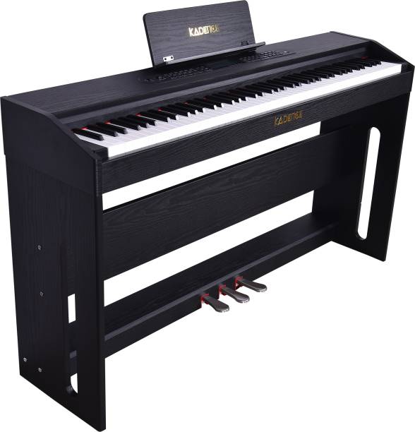 KADENCE DP02W Digital Piano, Heavy Weighted 88 Keys with Indian Tone, w/Music Stand, Power Adapter, Triple Pedals, Instruction Book, 2 Headphone Black DP02W-WD Black Digital Digital Piano
