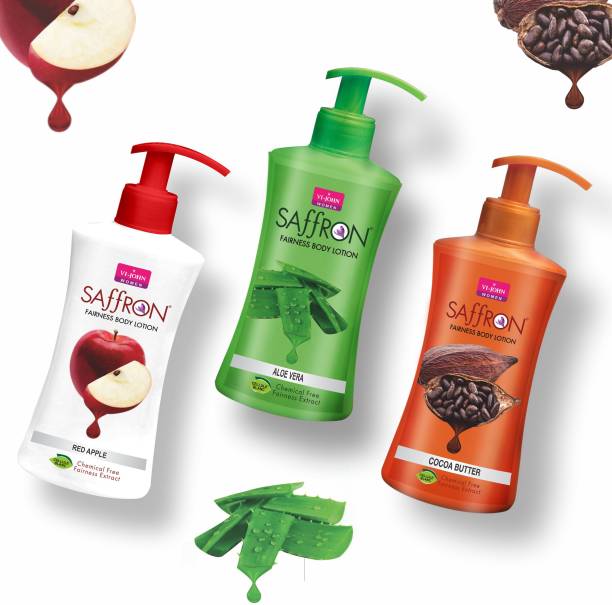 VI-JOHN Body Lotion Combo of 3 | 250 ml Each | For Men and Women | All Skin Types | Red Apple | Aloe Vera | Cocoa Butter