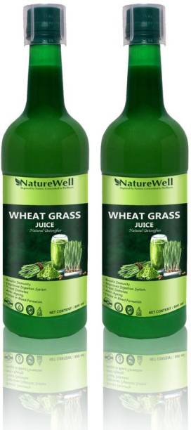 Naturewell Organics Ultra Wheat Grass Juice 500 ml.Natural Juice for Building Immunity.Effective for Detoxification. High Chlorophyll.Fresh Sprouted Ultra Wheatgrass | No Added Artificial Flavours I Gluten Free (PACK OF 2)