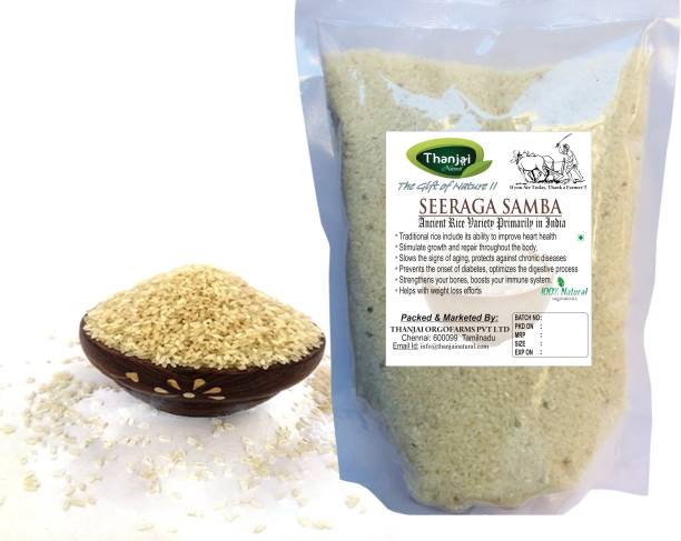 THANJAI NATURAL 1000g Seeraga Samba Rice/Jeera ( Rice) The Tiny Grained Indian Rice Jeera Samba Rice (Raw)