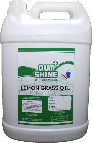 Outshine+ Perfumed Herbal Floor Cleaner White Phenyl 5L Natural Lemon Grass Oil