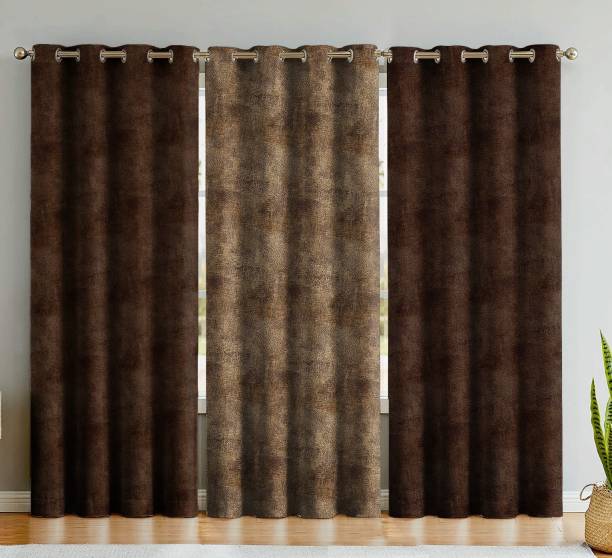 Rayna Decor 152 cm (5 ft) Velvet Window Curtain (Pack Of 3)