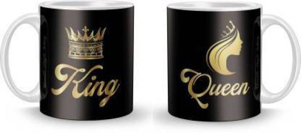 AMAR CREATION King and Queen Couple Matching Set of 2 Ceramic Coffee Mug