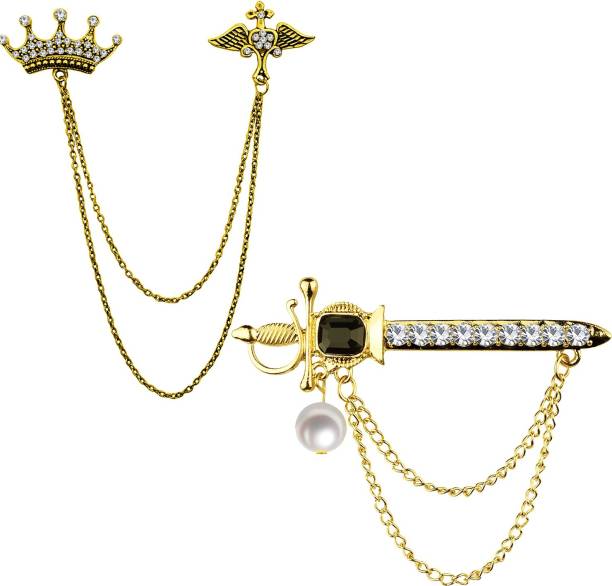 Om Jewells Royal Crown with 2 Layer Chain and Sword Brooch