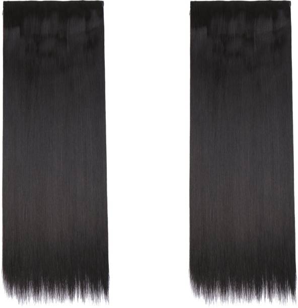 BELLA HARARO Straight Clip-in Synthetic  Extension for Women 26 inch 5 Clips (Natural Colour, 100 gram)-Pack Of 2 Hair Extension