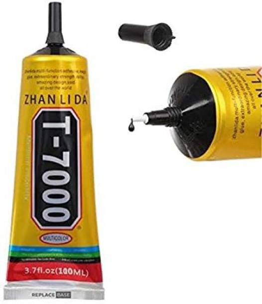 ZHANLIDA T7000 black color Adhesive glue (50 ml) with good strength used for mobile touch lcd repair, art & craft, jewelry, stones and other gadgets with GB-5A 1pc Steel spudger and 6pc triangular shape plastic opener pry tool (Pack of 8 ) Adhesive glue