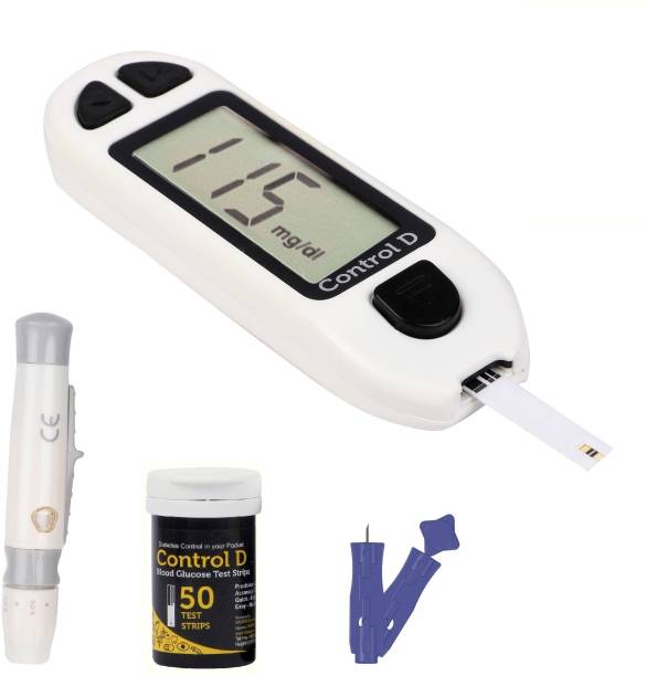 Control D 50 Strips & Automatic Glucose Blood Sugar Testing Machine Digital Glucometer