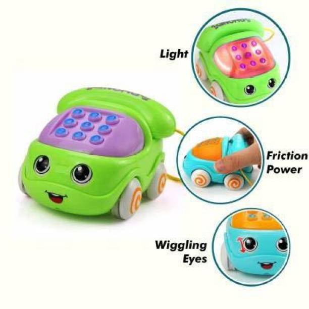 Vasoya Enterprise Friction Powered Pull Along Musical Phone Car Toy for Kids , Electronic Music Multifunctional Cell Phone Telephone Car Toy
